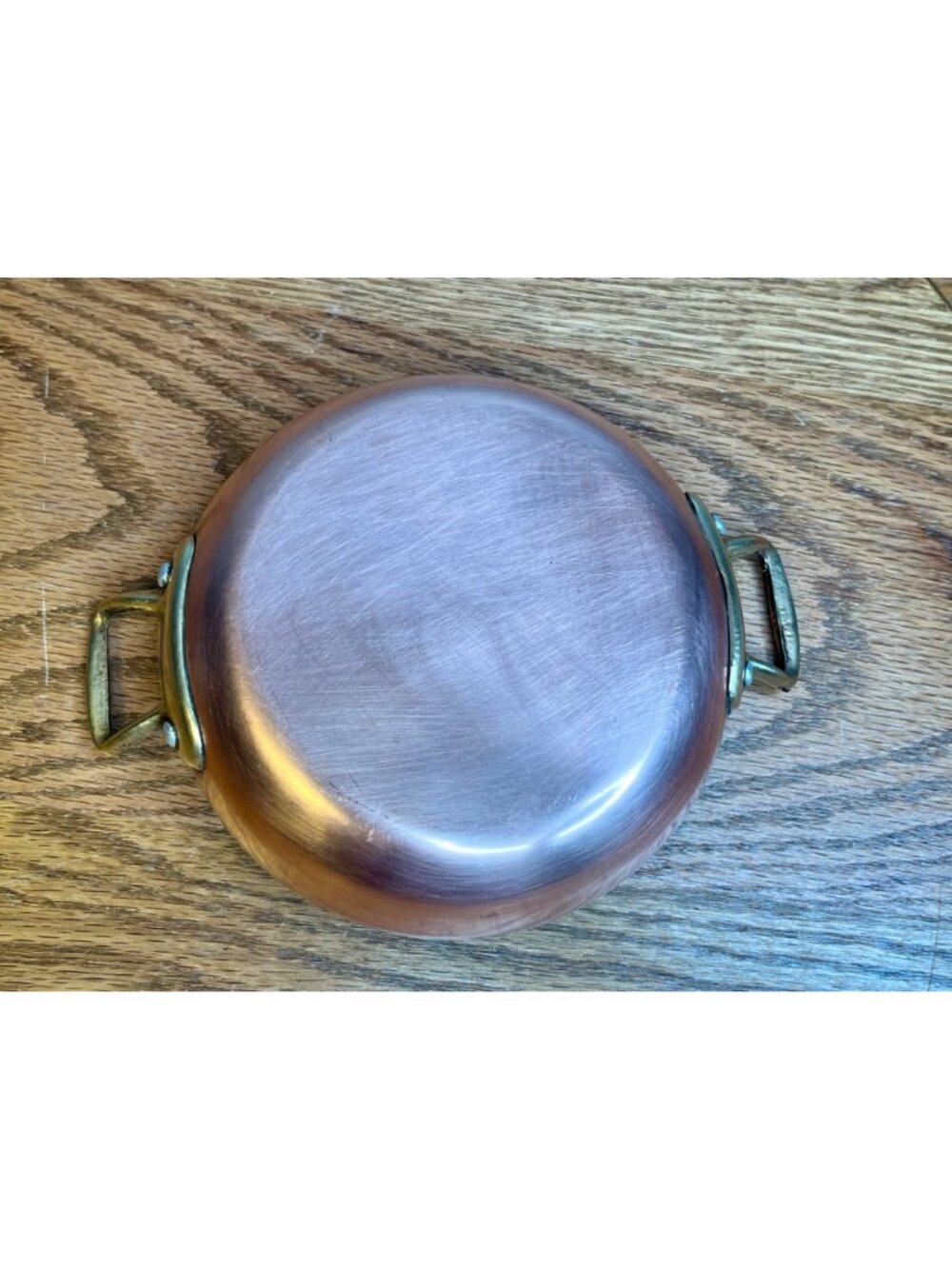 Vintage Copper Mini Saute Pan /Mini Au Gratin Pan (5 5/8" diameter) With 2 Bras - Picture 10 of 14